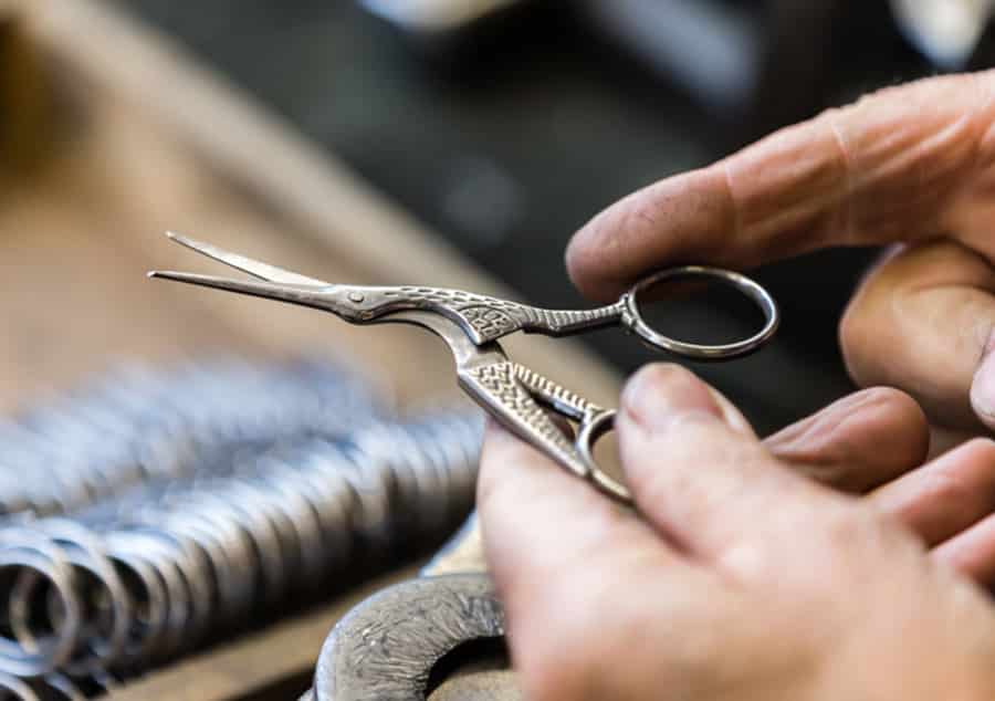 Stork Embroidery Scissors, made in Sheffield by Ernest Wright.